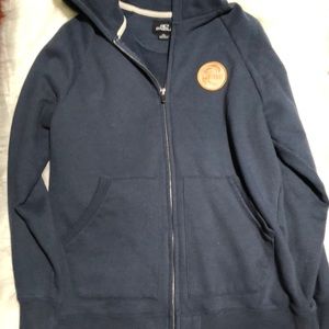 Boys navy blue zip sweatshirt style hoodie
